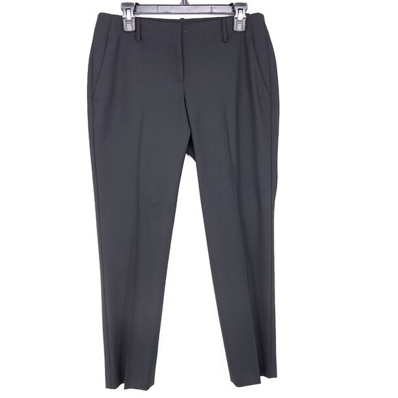 Theory Wool Straight Leg Dress Pants Womens Size 8 Career Black - Picture 1 of 14